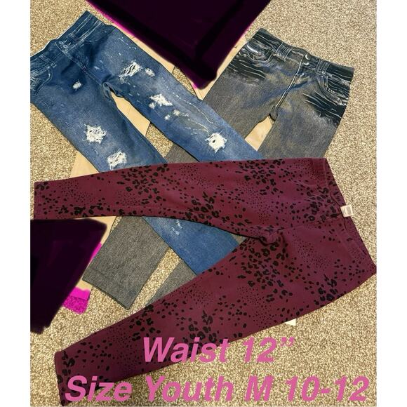 Lot Of 3 leggings Girls Size M 10-12 - Picture 1 of 6